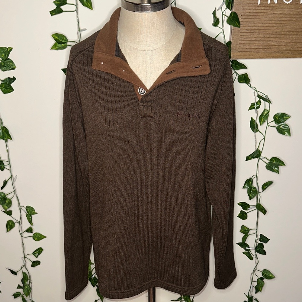 Columbia Collared Quarter Button Thermal Sweater Crewneck Men’s - Picture 2 of 6